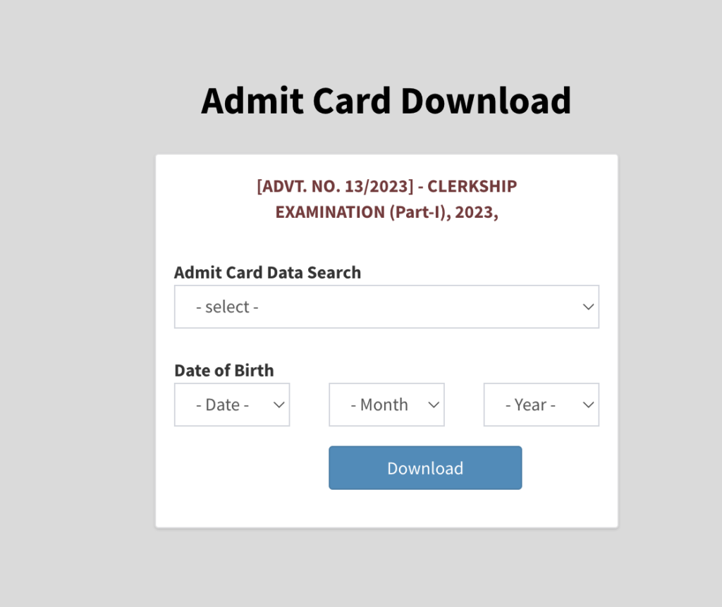 WBPSC Clerkship Admit Card 2025